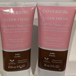 New Set of 2 Covergirl Clean Fresh Skin Milk Foundation 640 Dark Vegan Dewy